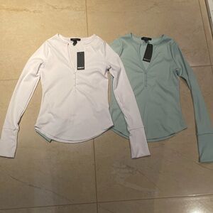 2 forever 21 long sleeve shirts, XS, white and teal